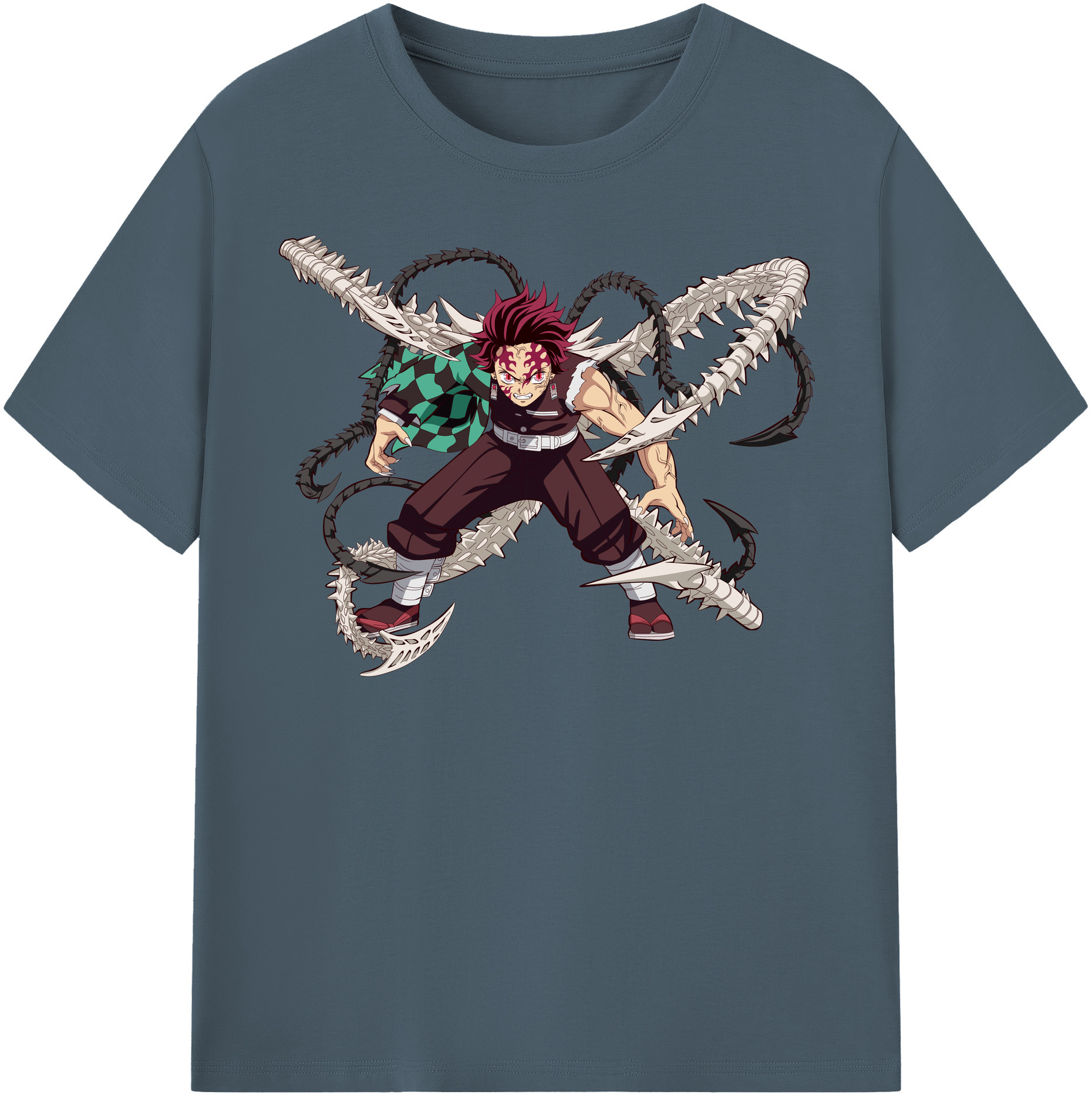 （画像用） 鬼滅の刃 竈門 炭治郎／かまど たんじろう Kamado Tanjirou 綿100％半袖Tシャツ（フロントプリント）